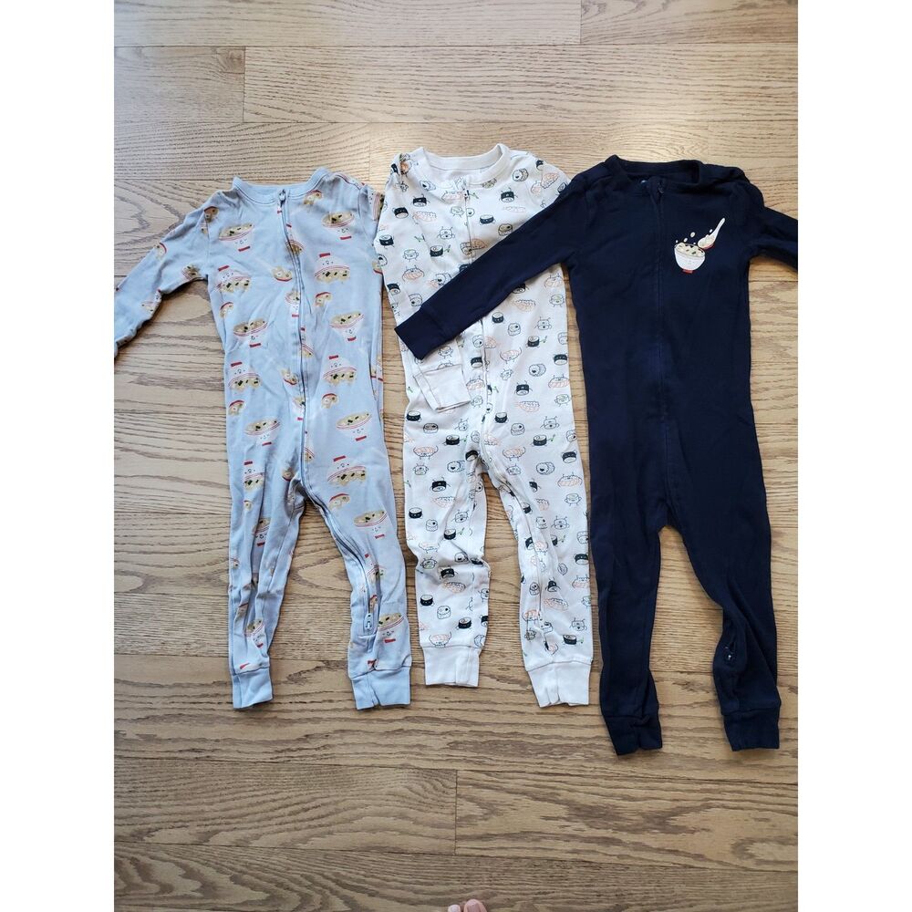 Old Navy Toddler & Baby 2T Unisex Snug-Fit Printed Pajama One-Piece 3-Pack GUC